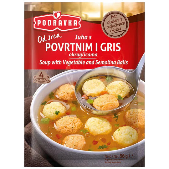 PODRAVKA Soup Vegetable w/Semolina Dumplings [Povrtnim i Gris]
